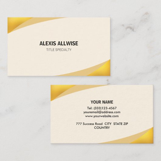 Elegant Beige Cream en Golden Visitekaartje (Voorkant / Achterkant)