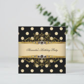 Elegant Beige Cream Gold Black Polka Birthday 2 Kaart (Staand voorkant)