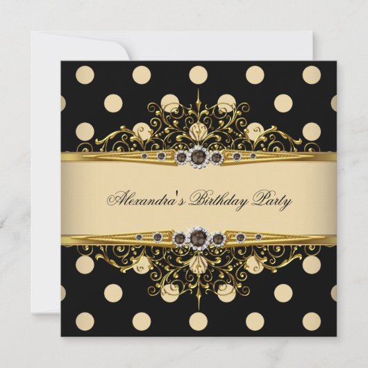 Elegant Beige Cream Gold Black Polka Birthday 2 Kaart (Voorkant)
