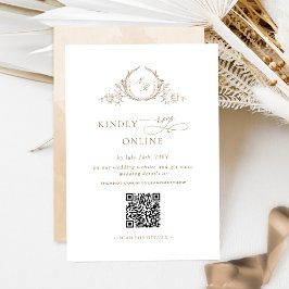 Elegant Beige Cream Monogram RSVP Online QR Code Informatiekaartje