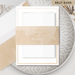 Elegant Beige Cream Waterverf, bruiloft Uitnodigingen Wikkel