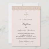 Elegant Beige Cross Christening Christian Baptism Kaart (Voorkant)