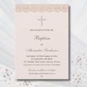 Elegant Beige Cross Christening Christian Baptism Kaart