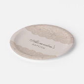 Elegant Beige Cross Christening Christian Baptism Papieren Bordje (Gekanteld)