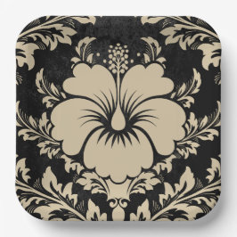 Elegant beige damask, aangepast kerstpapier Borden Papieren Bordje