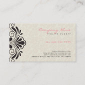 Elegant Beige  Damask Black Lace Business C Visitekaartje (Achterkant)