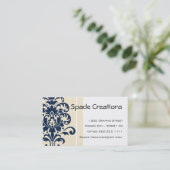Elegant Beige Damask - Gepersonaliseerd Visitekaartje (Staand voorkant)