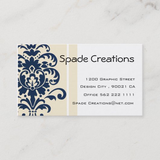 Elegant Beige Damask - Gepersonaliseerd Visitekaartje (Voorkant)