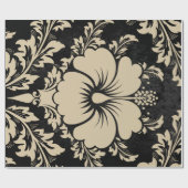 Elegant beige damask kerst elegant cadeaupapier (Vlak)