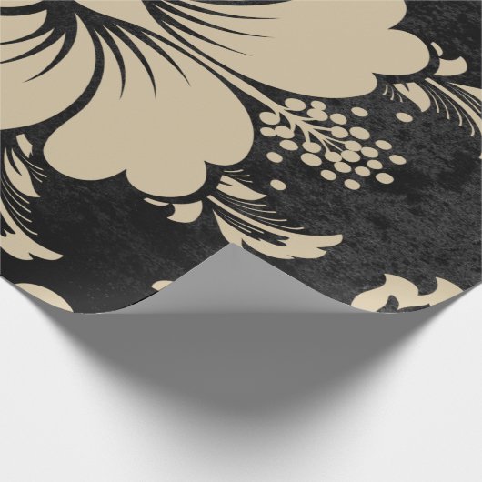 Elegant beige damask kerst elegant cadeaupapier (Hoek)