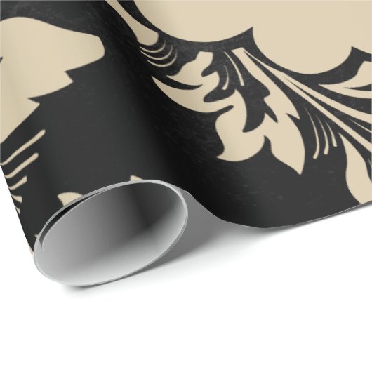 Elegant beige damask kerst elegant cadeaupapier (Rol Hoek)