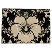 Elegant beige damask kerst elegant groot cadeauzakje (Achterkant)