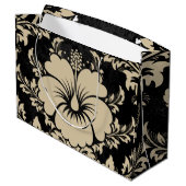 Elegant beige damask kerst elegant groot cadeauzakje (Achterkant Gekanteld)