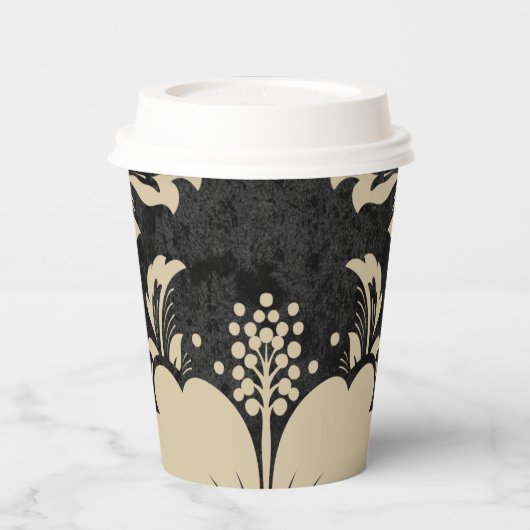 Elegant beige damask kerst elegant papieren bekers (Links)