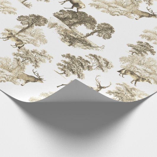 Elegant  Beige Deer Fox Country Toile Cadeaupapier (Hoek)