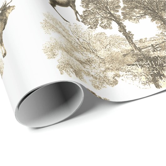 Elegant  Beige Deer Fox Country Toile Cadeaupapier (Rol Hoek)