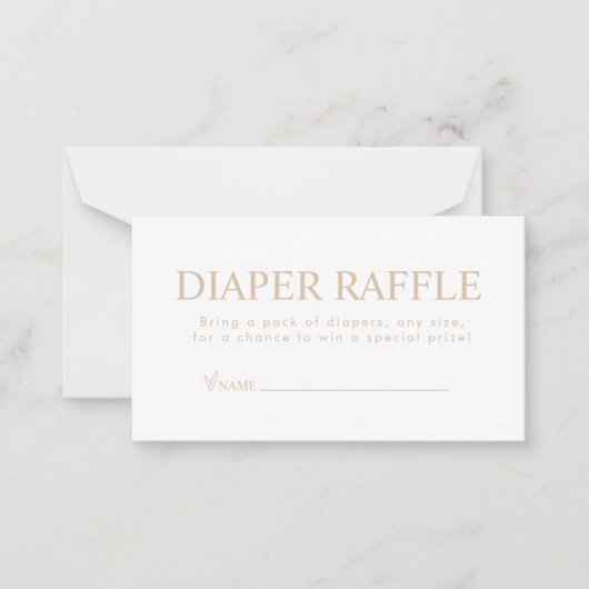 Elegant Beige Diaper Raffle Notitiekaartje (Voorkant)