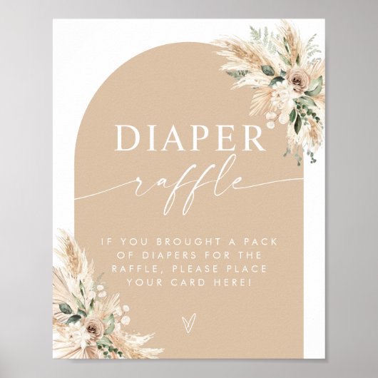 Elegant beige Diaper Raffle Poster (Voorkant)