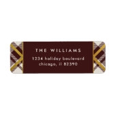 Elegant Beige & Donkerrood Tartan Retouradres Etiket (Voorkant)