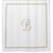 Elegant Beige Double Border Script Monogram Douchegordijn (Voorkant)