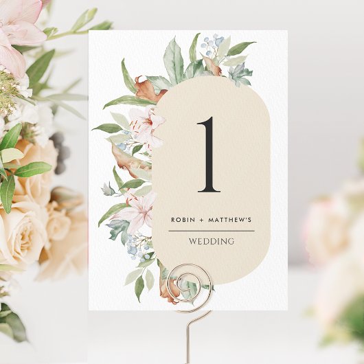 Elegant Beige, Earthy Blooms Weddentable Number