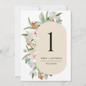 Elegant Beige, Earthy Blooms Weddentable Number (Achterkant)