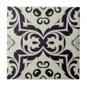 Elegant Beige en Black Damask Pattern Tegeltje (Voorkant)