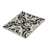 Elegant Beige en Black Damask Pattern Tegeltje (Zijkant)