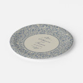 Elegant Beige en Blue Baroque Pattern Wedding Papieren Bordje (Gekanteld)