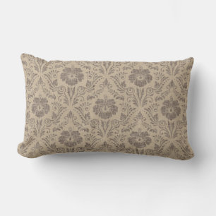 Elegant beige en bruin bloemendamaskerpatroon  kussen