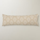 Elegant Beige en Cream Damask Pattern Lichaamskussen (Voorkant)