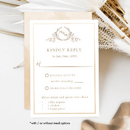 Elegant Beige en Cream Monogram, Waterverf RSVP