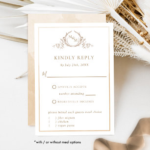 Elegant Beige en Cream Monogram, Waterverf RSVP