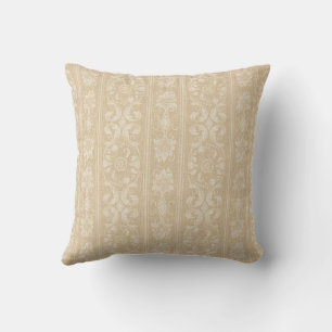 Elegant Beige en Crème Bloemendamask Kussen