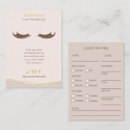 Elegant Beige en gouden wimpers klantregistratiefo Visitekaartje