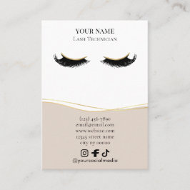 Elegant Beige en gouden wimpers klantregistratiefo Visitekaartje