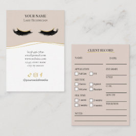 Elegant Beige en gouden wimpers klantregistratiefo Visitekaartje