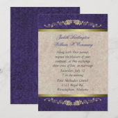 Elegant Beige en Paarse huwelijksuitnodiging Kaart (Voorkant / Achterkant)
