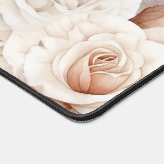 Elegant Beige en Roest Rozen Monogram Bureaumat (Hoek)