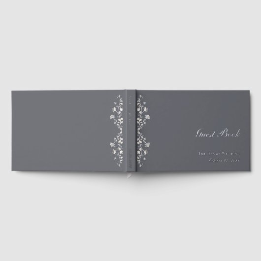 Elegant Beige en Silver Floral  gastenboek (Volledig)