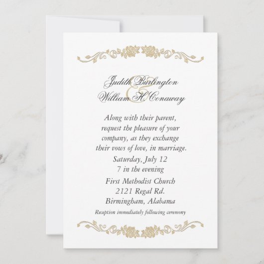 Elegant Beige en White Wedding Invitation Kaart (Voorkant)