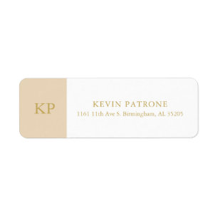 Elegant beige en wit   Gouden minimalistische teks Etiket
