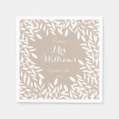 Elegant beige en wit groen Vrijgezellenfeest Servet (Voorkant)