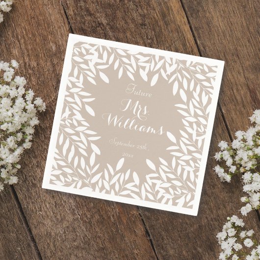 Elegant beige en wit groen Vrijgezellenfeest Servet