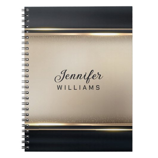 Elegant beige en zwart notitieboek (Voorkant)