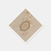 Elegant Beige Floral Medallion Servet (Hoek)