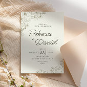 Elegant Beige Floral Minimalist Script Wedding Kaart