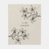 Elegant Beige Floral Monogram Weddenschap Fleece Deken (Voorkant)