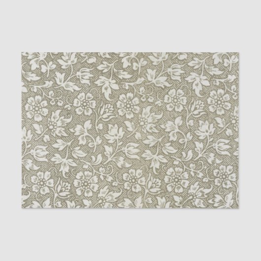 Elegant Beige Floral Pattern Tissuepapier (Voorkant)