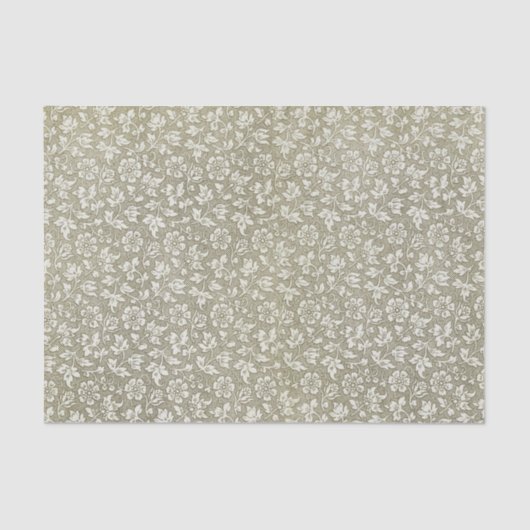 Elegant  Beige Floral Pattern Tissuepapier (Voorkant)